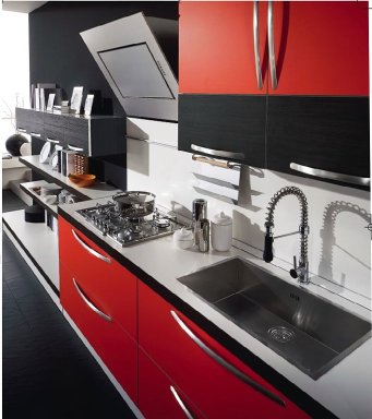 mi cocina roja con piso negro o blanco? | Decorar tu casa es facilisimo.com
