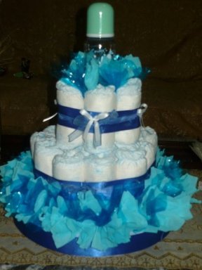 Centro De Mesa Para Baby Shower Realizado En Pañales Desechables Y Centro De Mesa Para Baby Shower