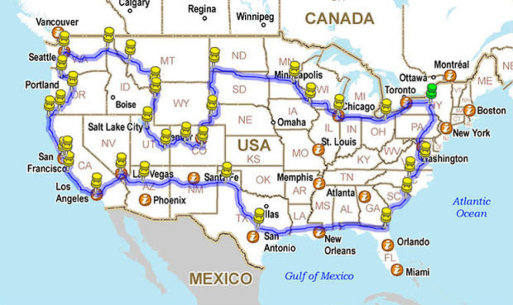  Un viaje de 12.225 millas cruzando EE.UU. en un Time-Lapse de 5 minutos