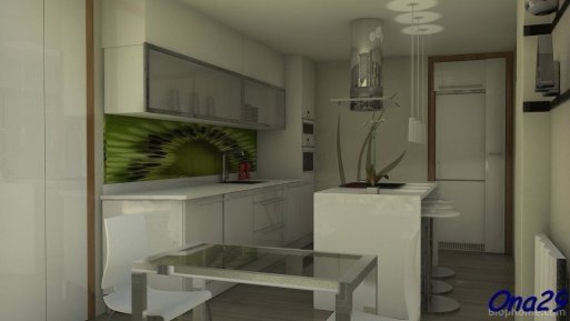 Espacio de paso mínimo en una cocina con isla | Decorar tu casa es