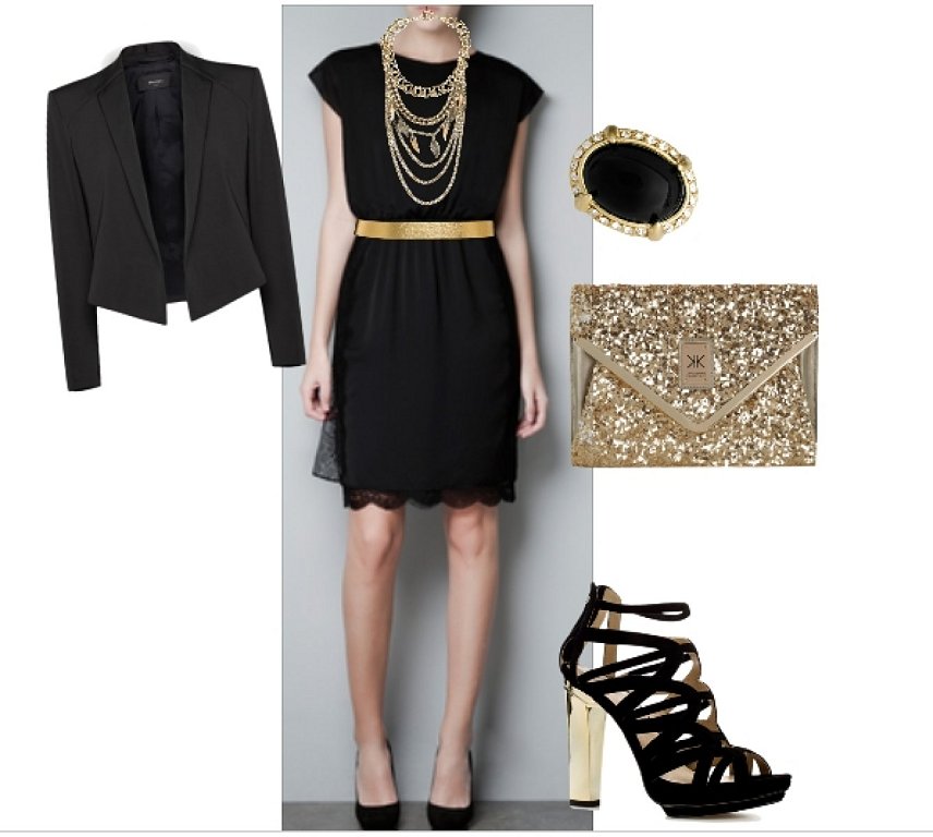 Accesorios Para Vestido Negro Con Dorado