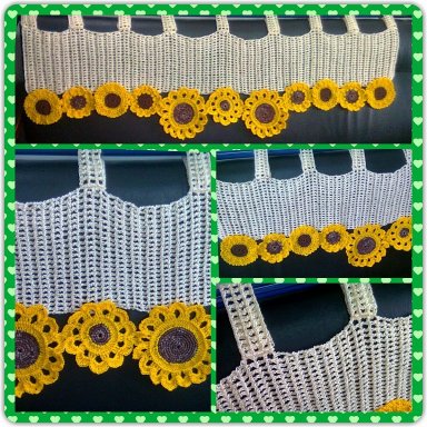 cortina de crochet con girasoles