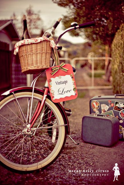 #bike with a basket in #vintage style love the "suitcases