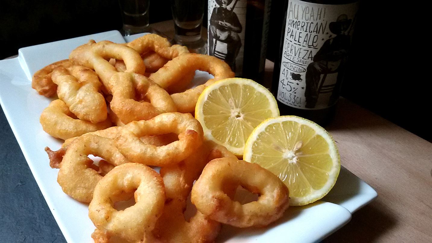 Calamares a la romana con cerveza