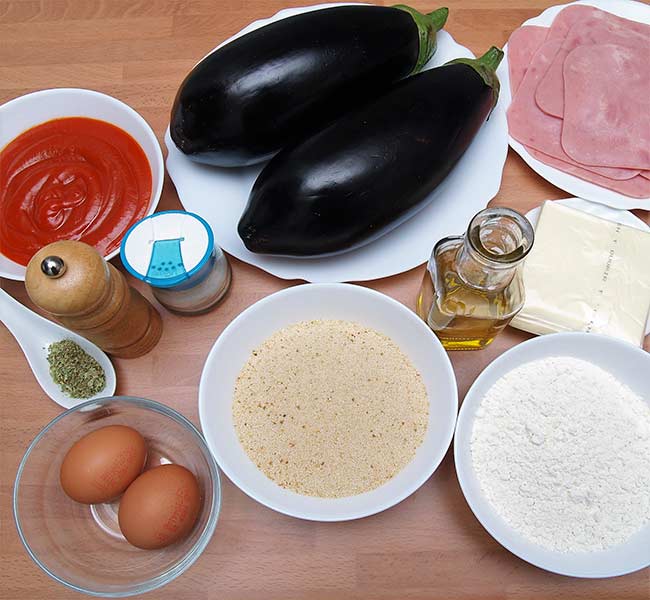 Milanesas de berenjena con jamón y queso