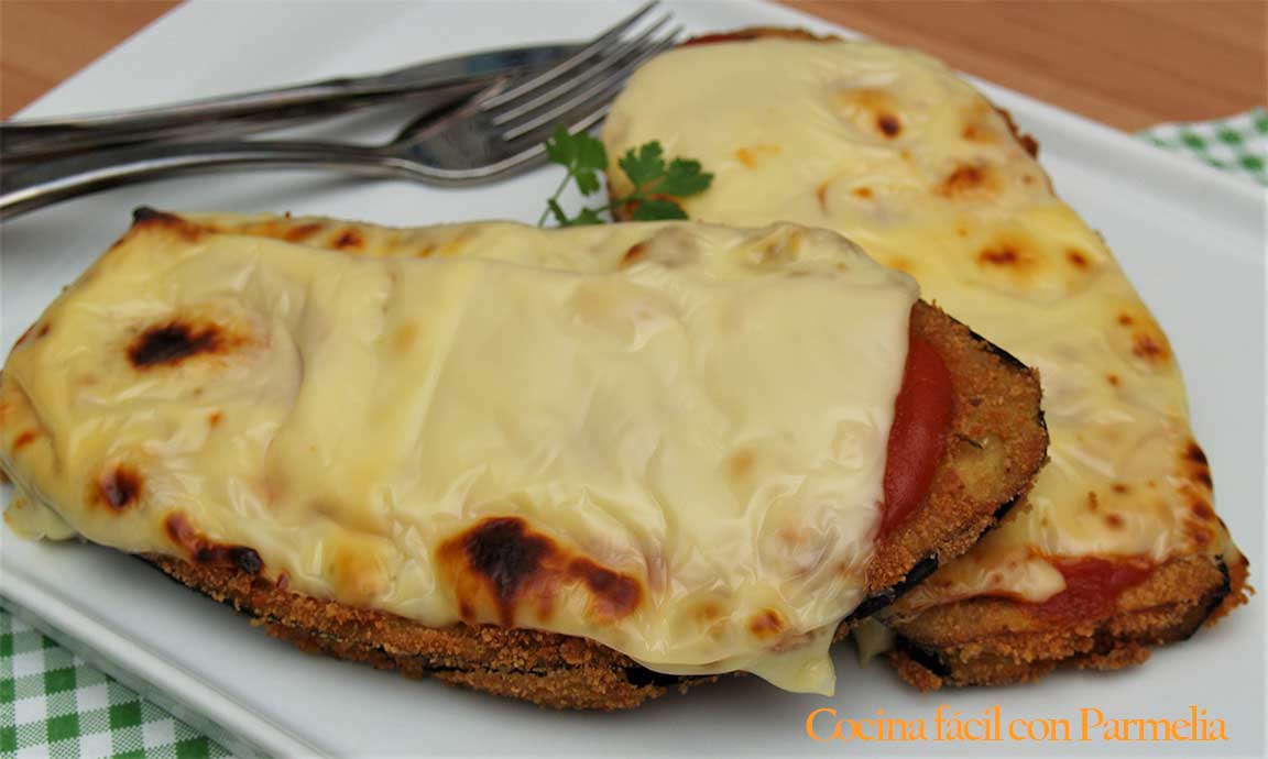 Milanesas de berenjena con jamón y queso
