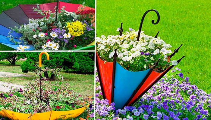 macetas,-reciclaje,-plantas,-decoracion-de-jardin-con-paraguas