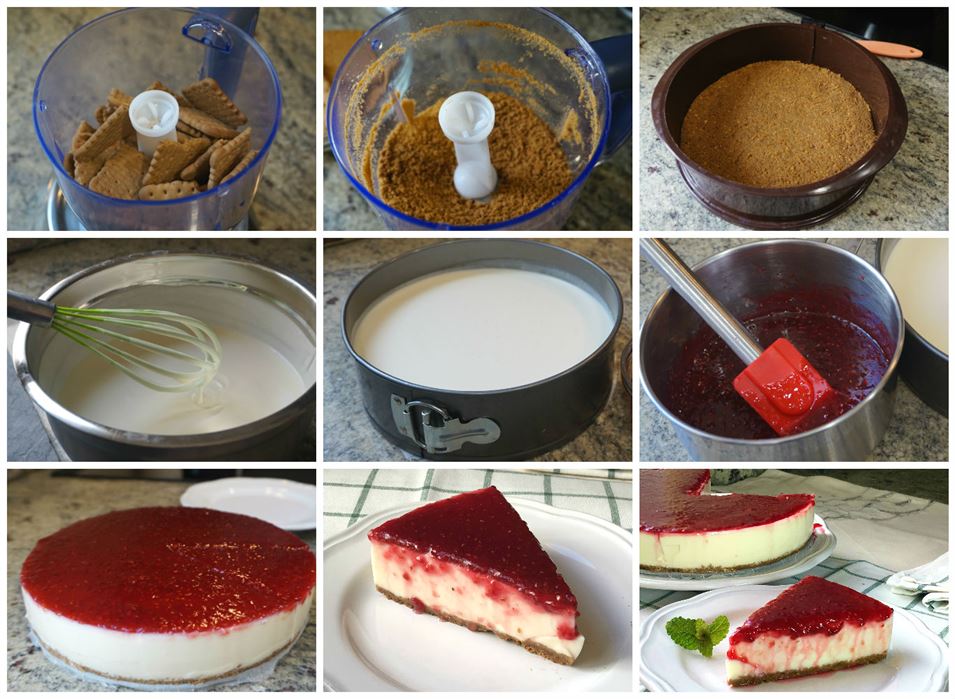 Preparación de la tarta de yogur y nata SIN HORNO