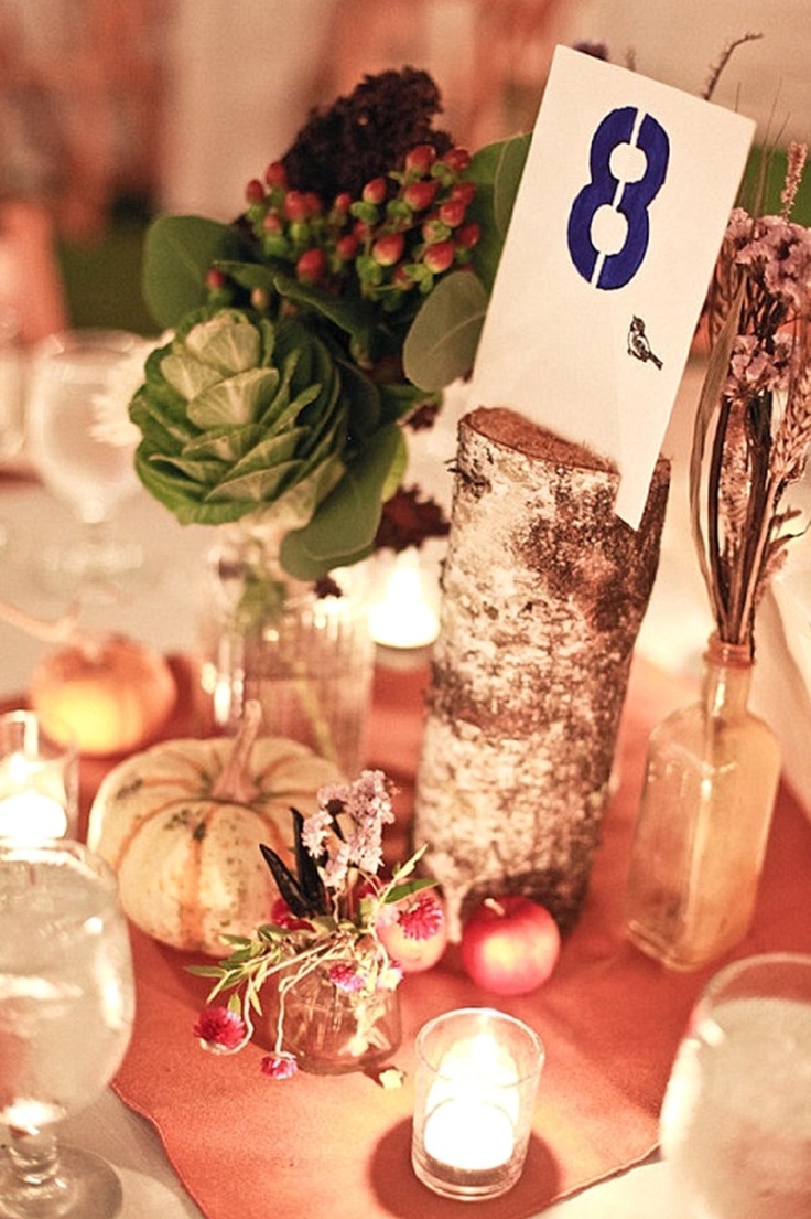 Table number rustic wedding autumn wood