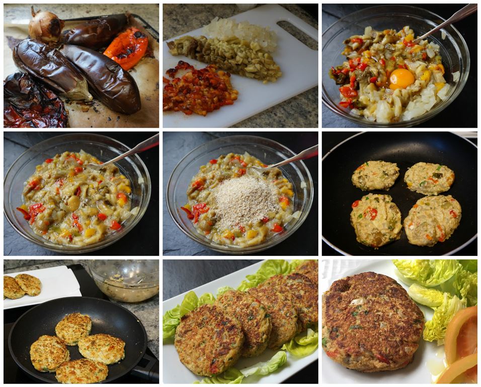 Preparación paso a paso de las hamburguesas de berenjena