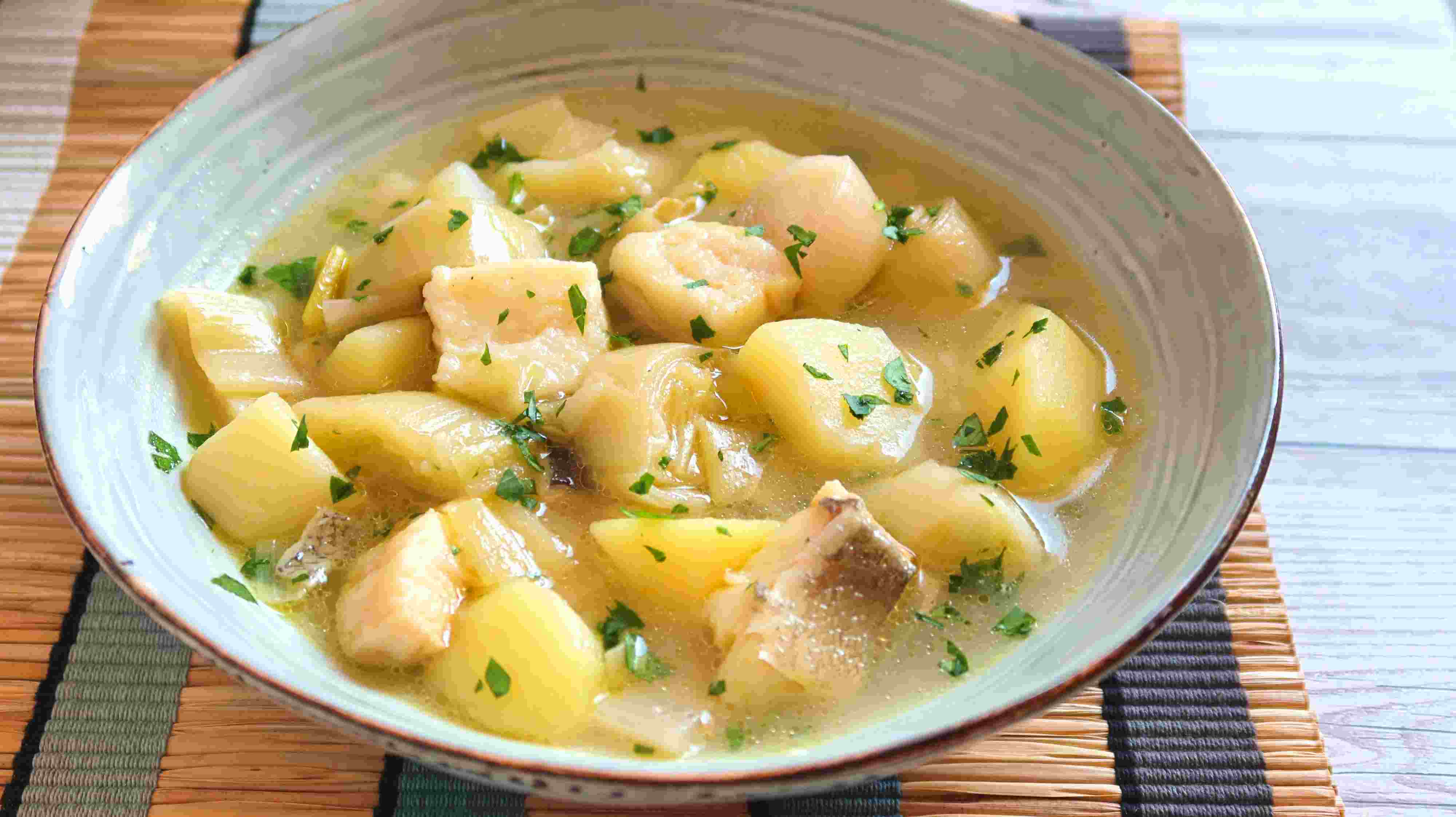Porrusalda con Bacalao. Receta fácil y rápida